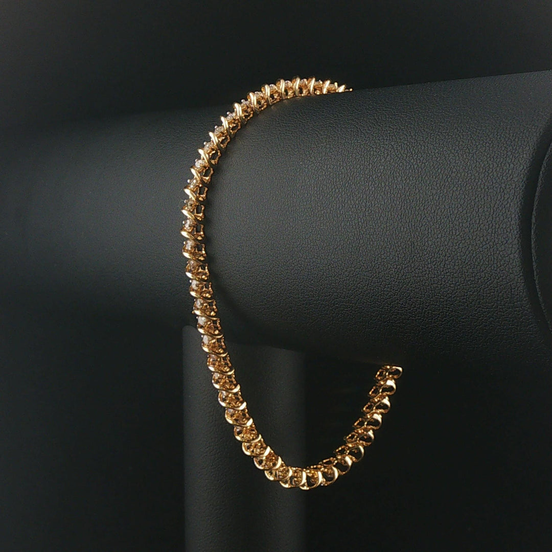 14k Yellow Gold and 2cttw Diamond S Link Vintage Tennis Bracelet 8"