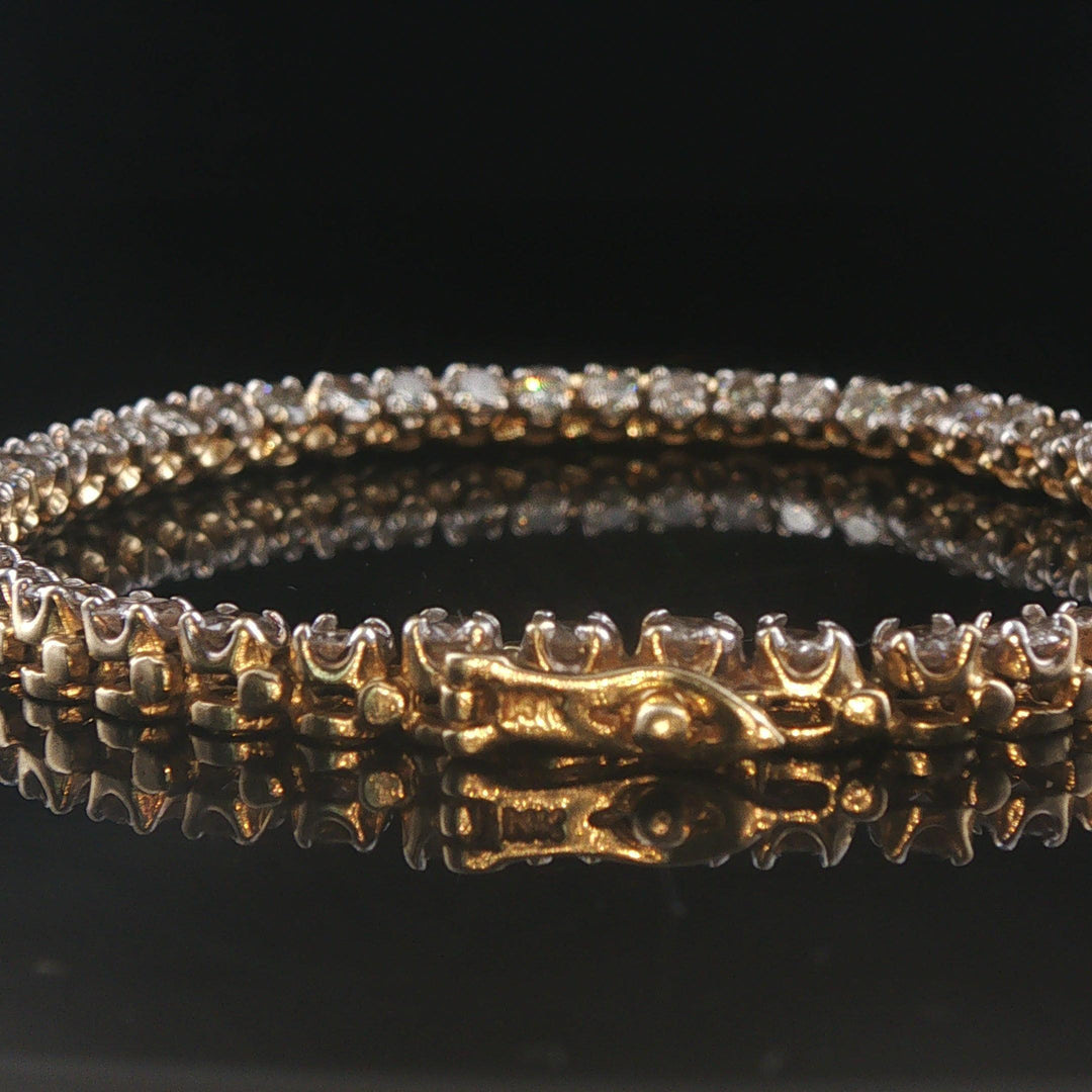 14k Yellow Gold and 4.5cttw Diamond Vintage Tennis Bracelet 7"