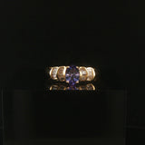 14k Yellow Gold Tanzanite and Baguette Diamond Ring Size 7