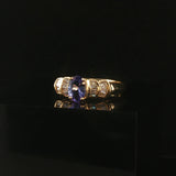 14k Yellow Gold Tanzanite and Baguette Diamond Ring Size 7