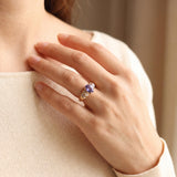 14k Yellow Gold Tanzanite and Baguette Diamond Ring Size 7