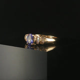 14k Yellow Gold Tanzanite and Baguette Diamond Ring Size 7