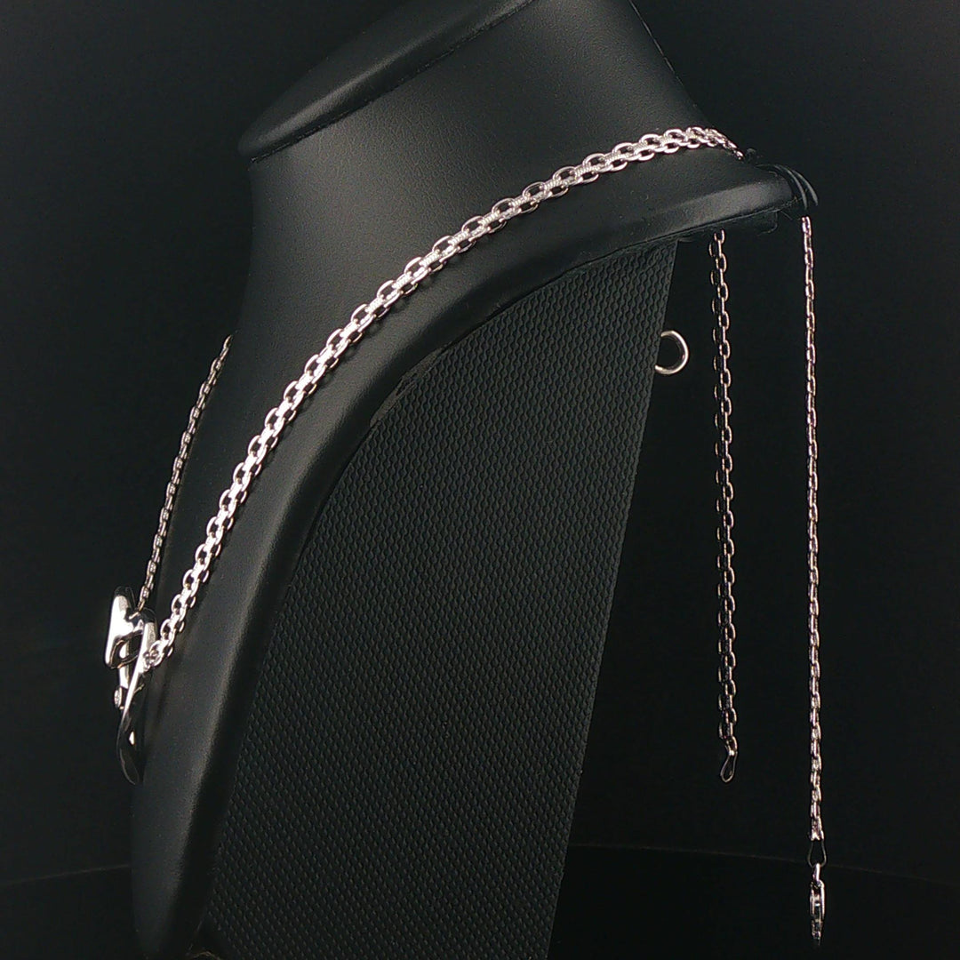 14k White Gold and Diamond Bismark Link Heart Pendant Necklace Italy 19"