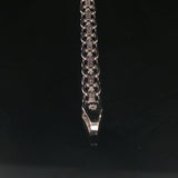 14k White Gold and Diamond Bismark Link Heart Pendant Necklace Italy 19"