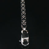 14k White Gold and Diamond Bismark Link Heart Pendant Necklace Italy 19"