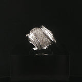 14k White Gold and 1.25cttw Round and Baguette Diamond Heart Ring Size 7
