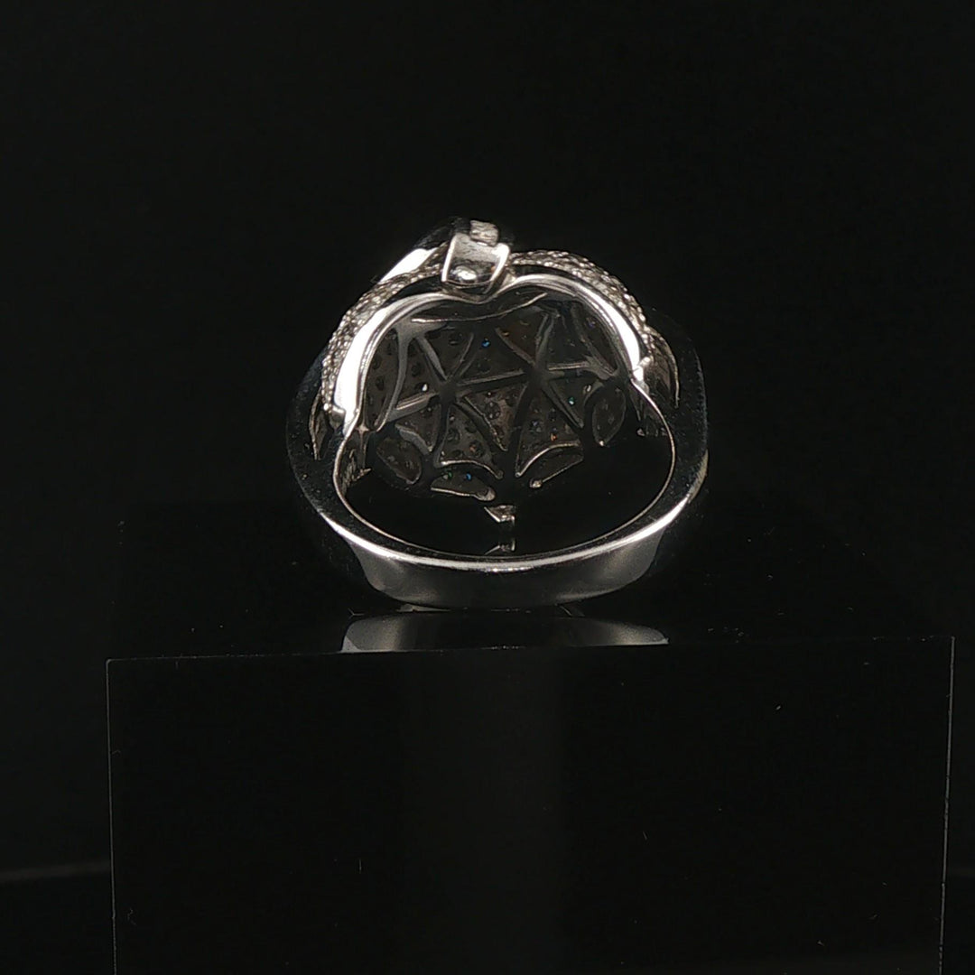 14k White Gold and 1.25cttw Round and Baguette Diamond Heart Ring Size 7