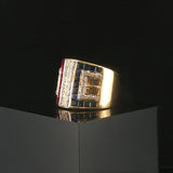 18k Yellow Gold Blue Sapphire Ruby and Diamond Band Ring Size 7.5