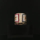18k Yellow Gold Blue Sapphire Ruby and Diamond Band Ring Size 7.5