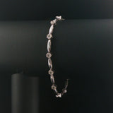 14k White Gold and 1.30cttw Diamond Cluster Floral Link Bracelet 7.5"