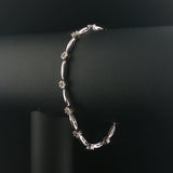 14k White Gold and 1.30cttw Diamond Cluster Floral Link Bracelet 7.5"
