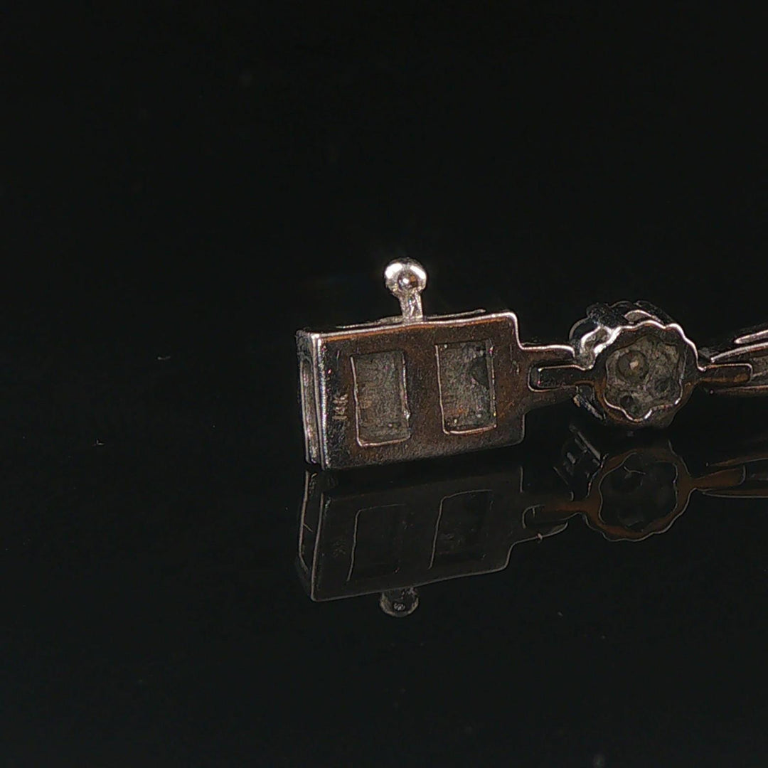 14k White Gold and 1.30cttw Diamond Cluster Floral Link Bracelet 7.5"
