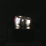 14k White Gold Mother of Pearl Inlay and Diamond Band Ring Size 7