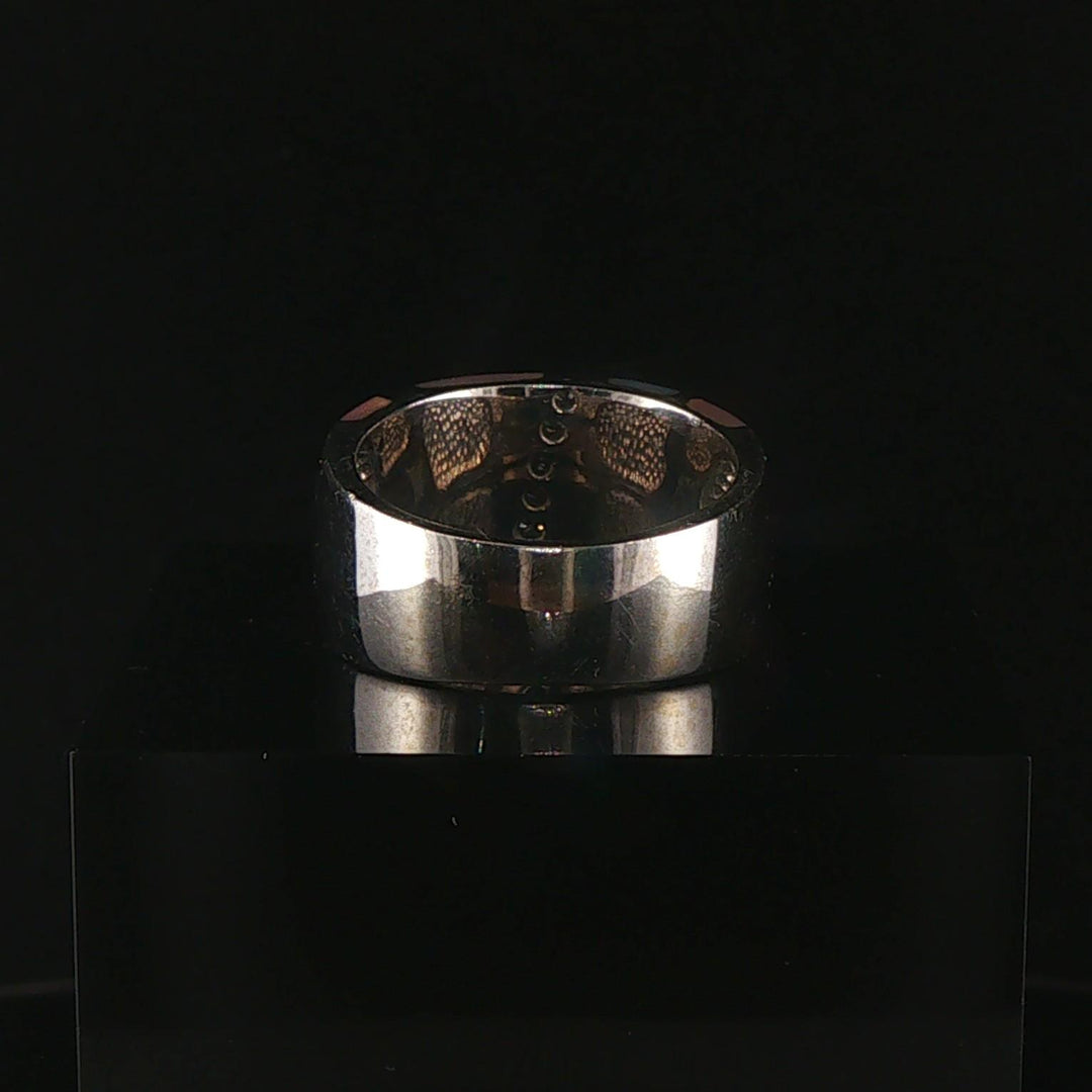 14k White Gold Mother of Pearl Inlay and Diamond Band Ring Size 7