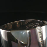 14k White Gold Mother of Pearl Inlay and Diamond Band Ring Size 7