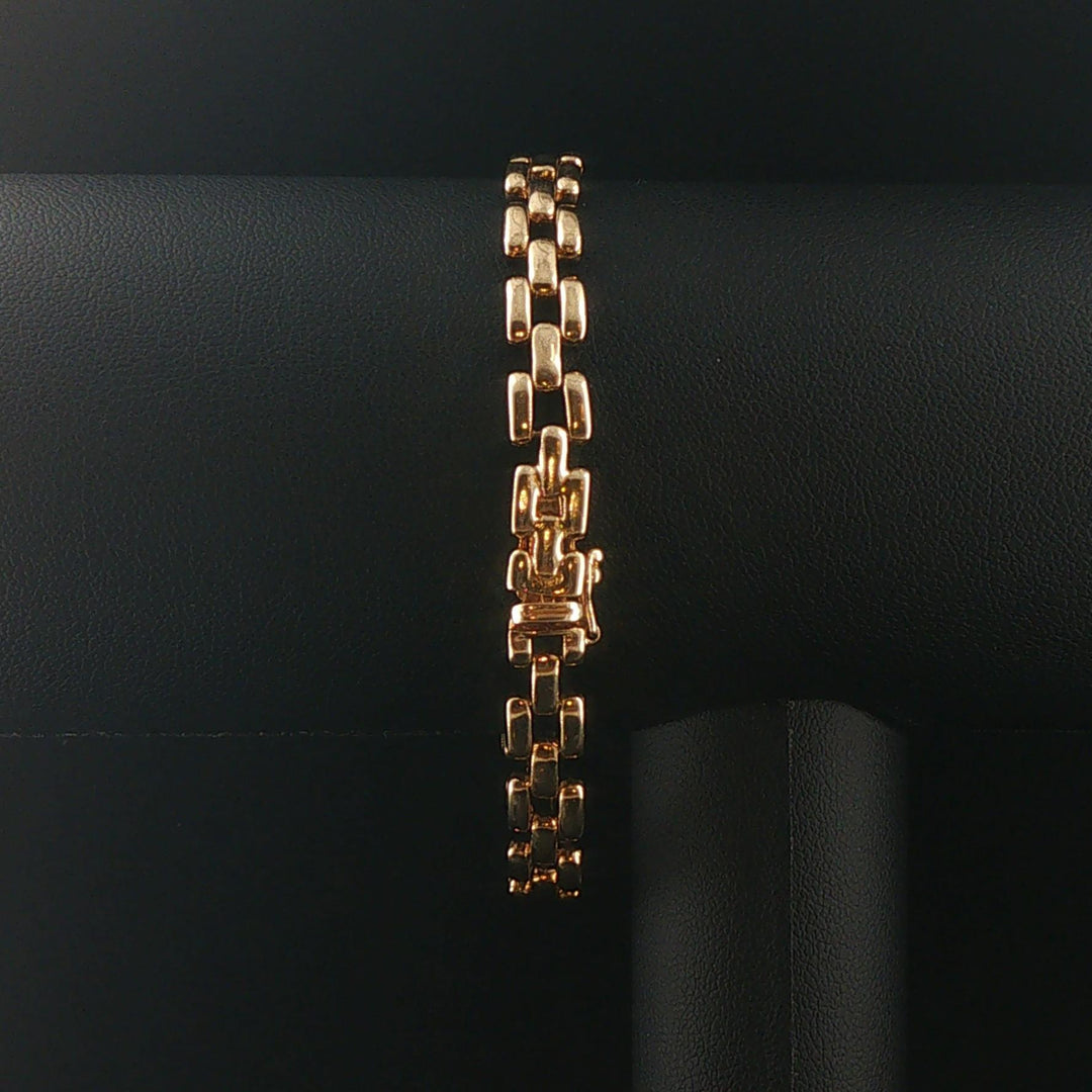 14k Yellow Gold Emerald and Diamond 16g Ladies Panther Link Bracelet 7.25"