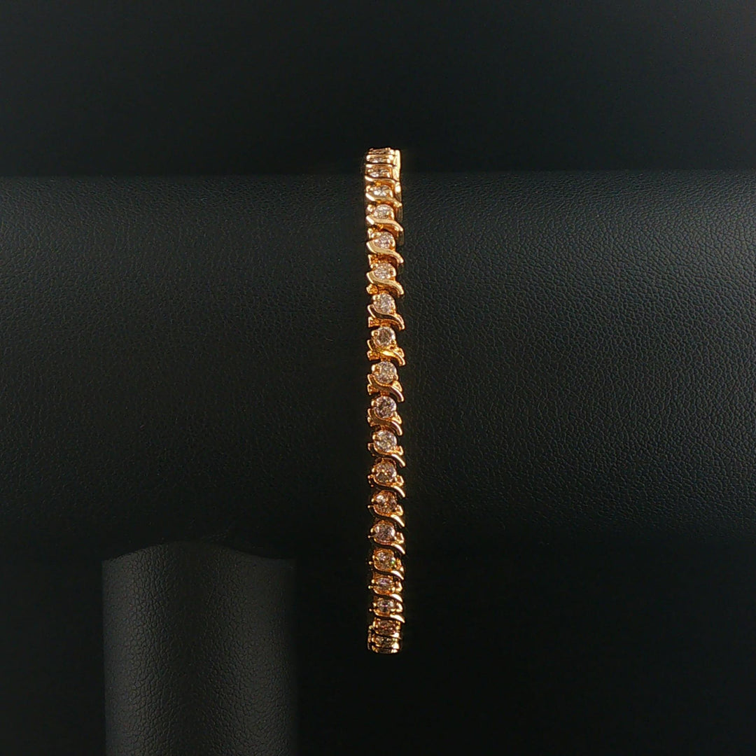 14k Yellow Gold and 2.25cttw Diamond S Link Vintage Tennis Bracelet 7"