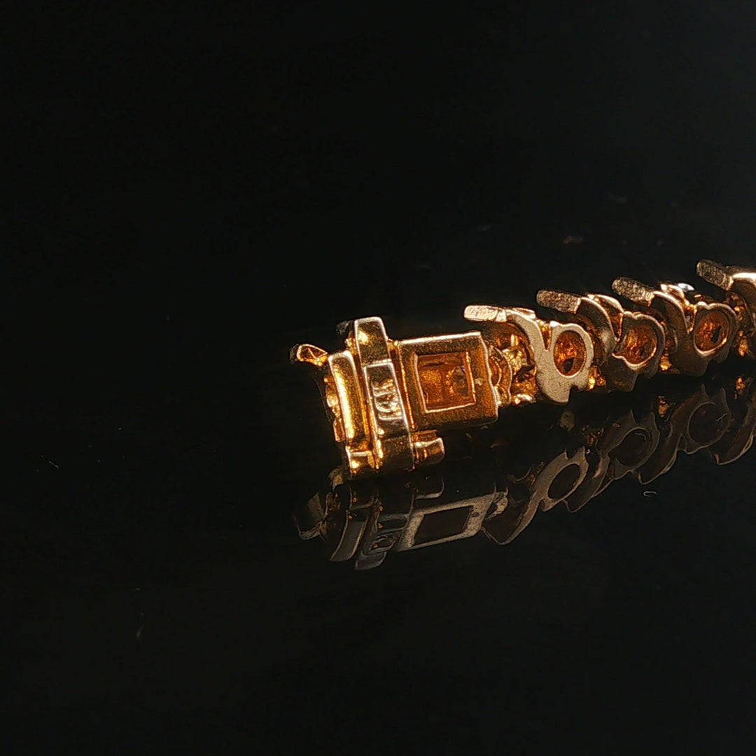 14k Yellow Gold and 2.25cttw Diamond S Link Vintage Tennis Bracelet 7"