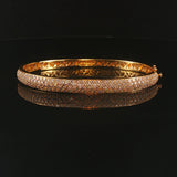 18k Yellow Gold 2.55cttw Pave Set Diamond Solid Heavy Bangle Bracelet 6.5"