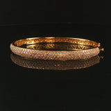18k Yellow Gold 2.55cttw Pave Set Diamond Solid Heavy Bangle Bracelet 6.5"