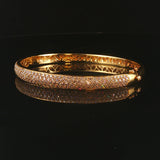 18k Yellow Gold 2.55cttw Pave Set Diamond Solid Heavy Bangle Bracelet 6.5"