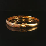 18k Yellow Gold 2.55cttw Pave Set Diamond Solid Heavy Bangle Bracelet 6.5"