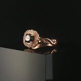 14k Rose Gold 1cttw Chocolate Black and White Diamond Ring Size 6