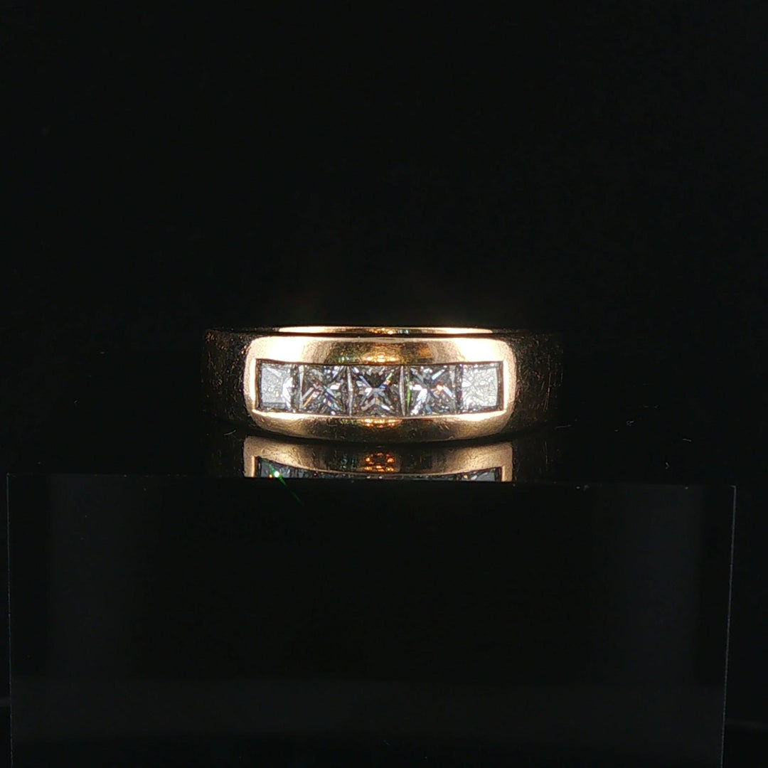 14k Yellow Gold and 0.75cttw Princess Cut Diamond Men's Band Ring Size 9.5