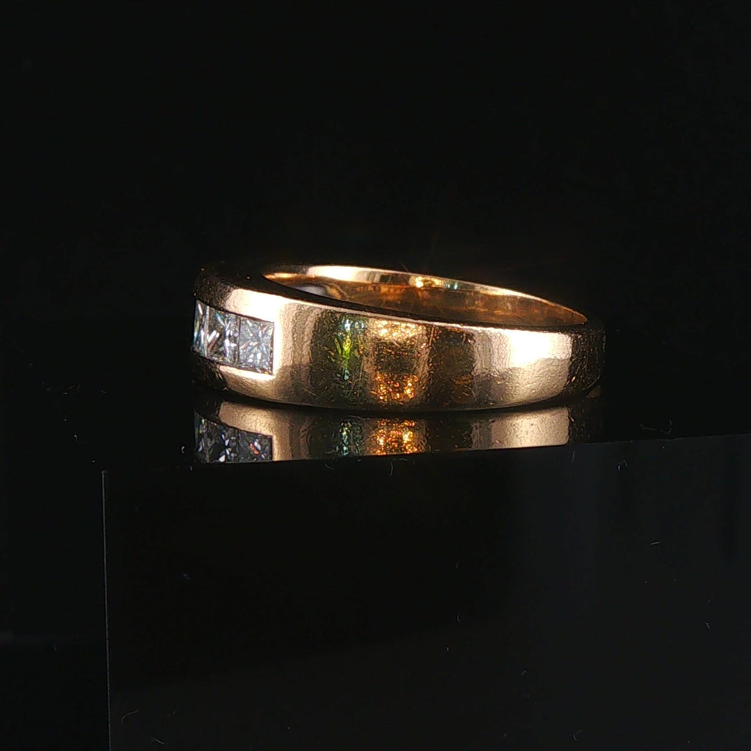 14k Yellow Gold and 0.75cttw Princess Cut Diamond Men's Band Ring Size 9.5