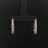14k White Gold and 0.80cttw Diamond Hoop Earrings 1"