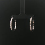 14k White Gold and 0.80cttw Diamond Hoop Earrings 1"