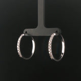 14k White Gold and 0.80cttw Diamond Hoop Earrings 1"