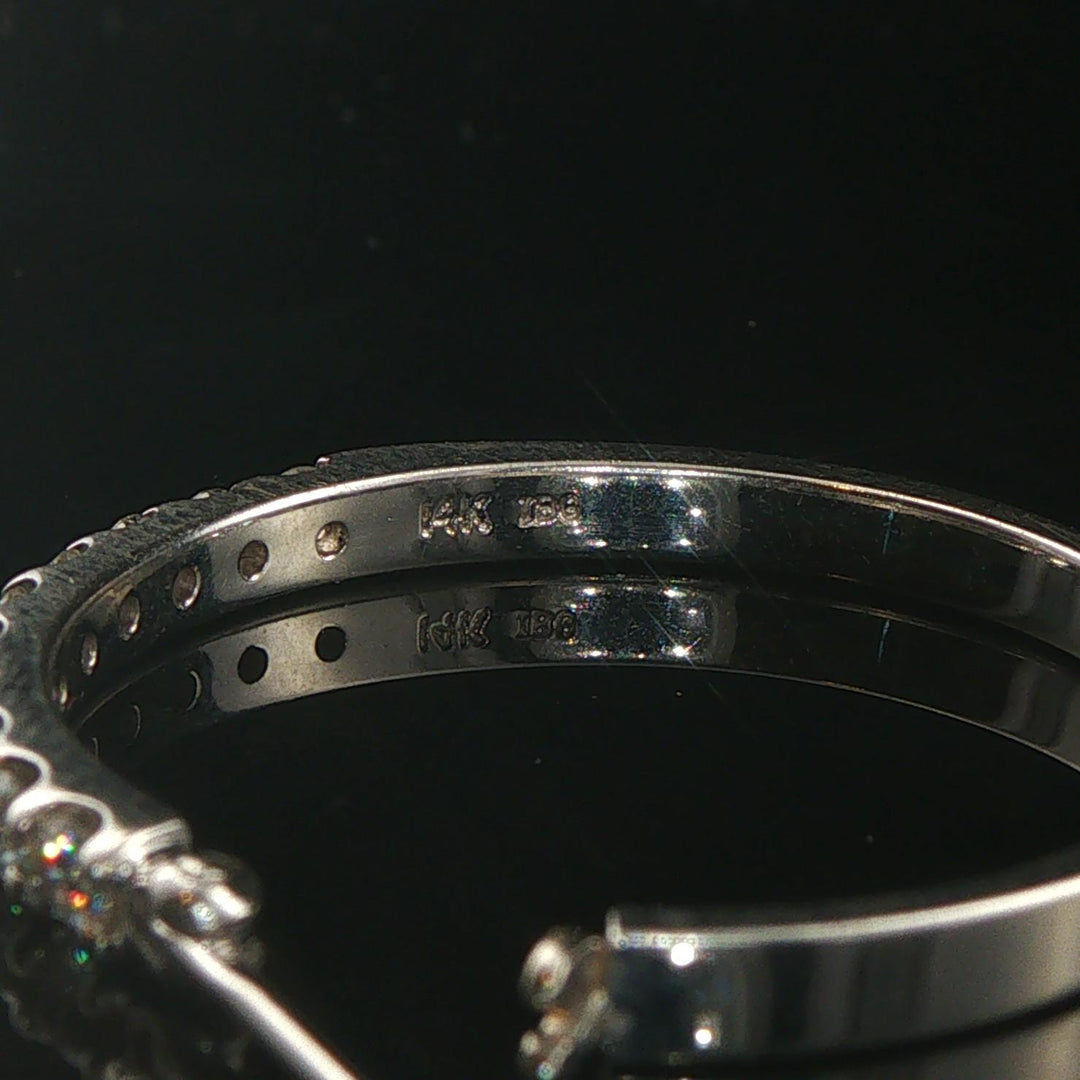 14k White Gold and 0.80cttw Diamond Hoop Earrings 1"