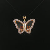 14k Yellow and White Gold Ruby and 0.50cttw Diamond Butterfly Pendant 1"