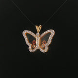 14k Yellow and White Gold Ruby and 0.50cttw Diamond Butterfly Pendant 1"