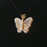 14k Yellow and White Gold Ruby and 0.50cttw Diamond Butterfly Pendant 1"