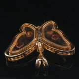 14k Yellow and White Gold Ruby and 0.50cttw Diamond Butterfly Pendant 1"