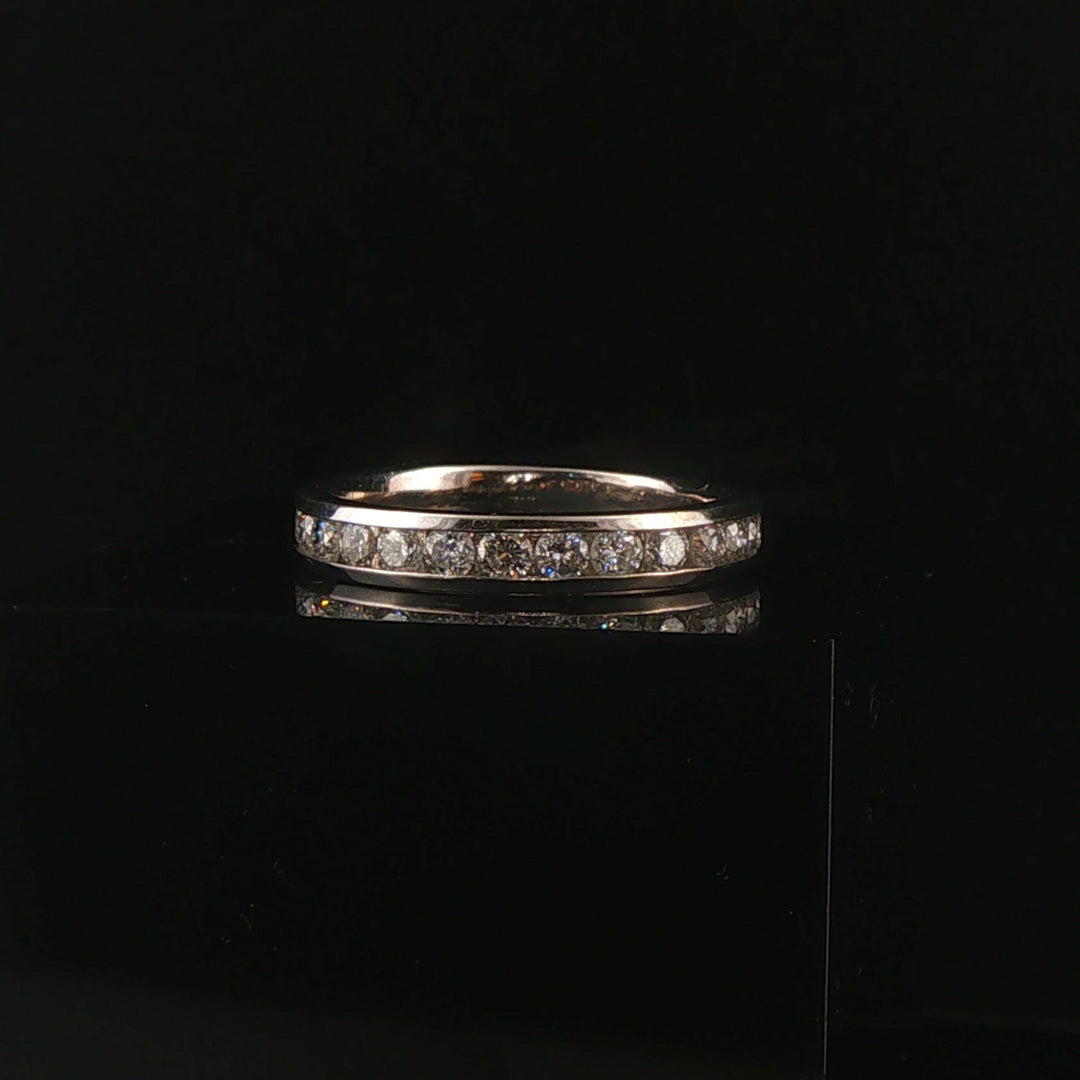 14k White Gold and 0.75cttw Diamond Men's 4mm Half Eternity Band Ring Size 9.25