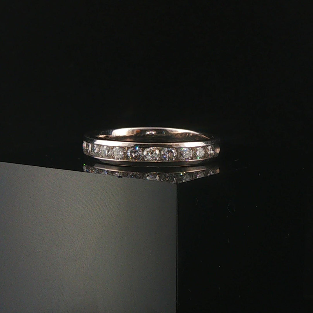 14k White Gold and 0.75cttw Diamond Men's 4mm Half Eternity Band Ring Size 9.25