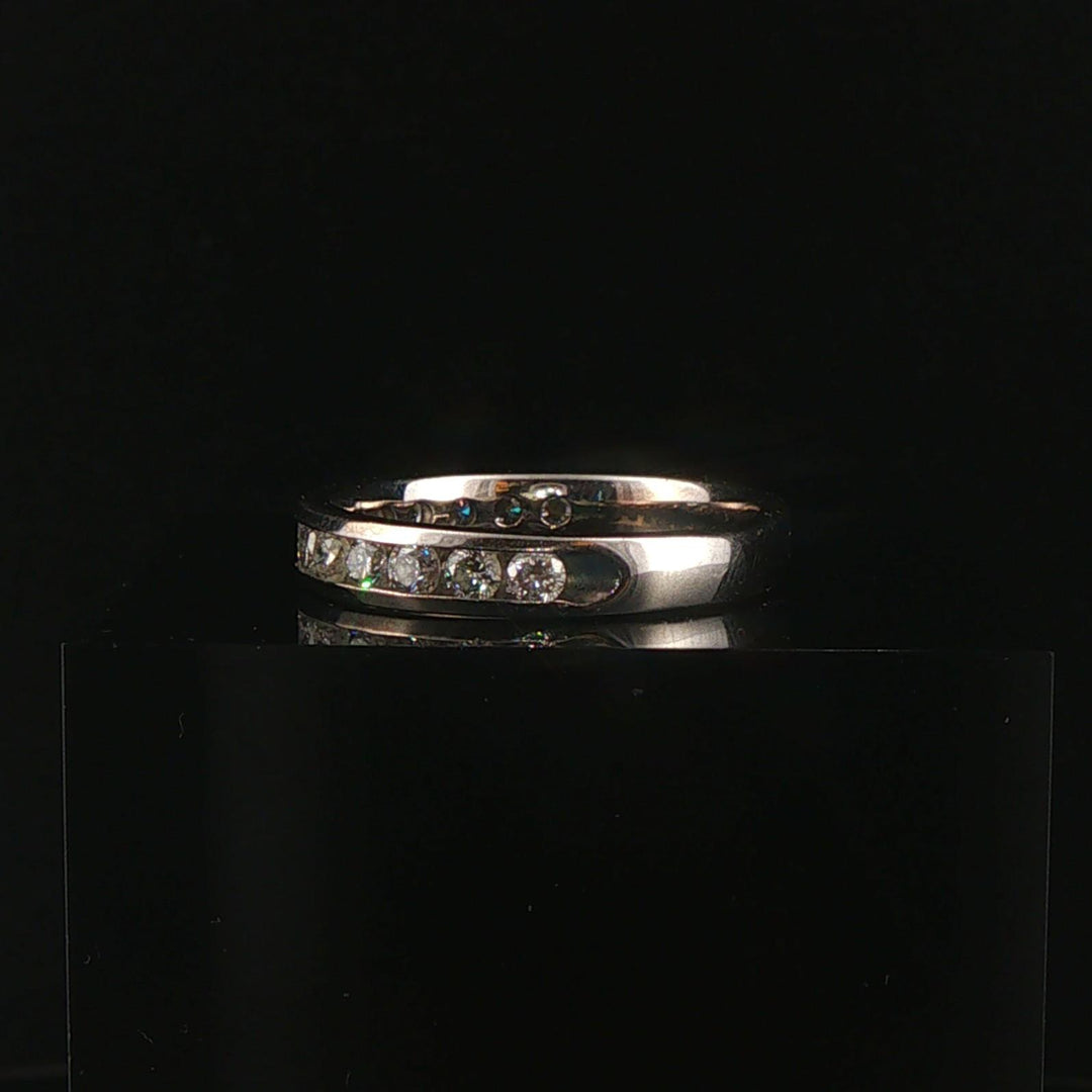 14k White Gold and 0.75cttw Diamond Men's 4mm Half Eternity Band Ring Size 9.25