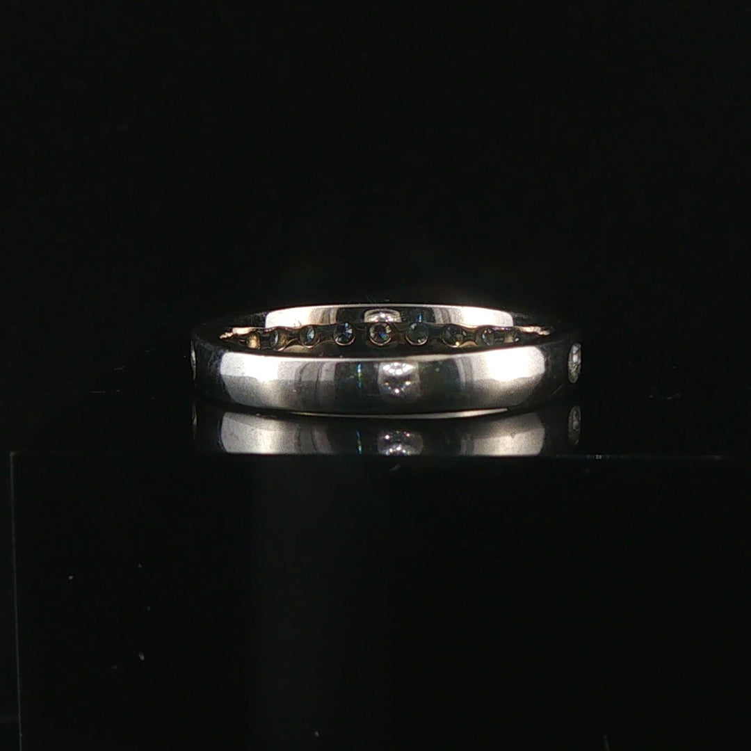 14k White Gold and 0.75cttw Diamond Men's 4mm Half Eternity Band Ring Size 9.25