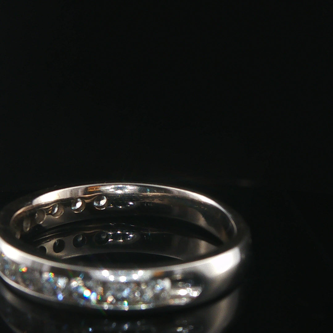14k White Gold and 0.75cttw Diamond Men's 4mm Half Eternity Band Ring Size 9.25