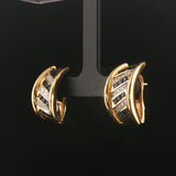 14k Yellow Gold Diamond and Sapphire Huggie Earrings