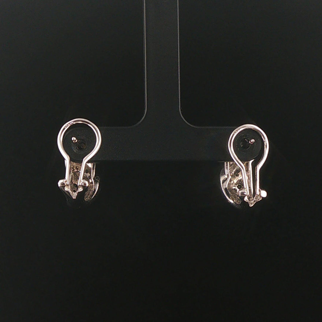 14k White Gold 0.50cttw Black and White Diamond Huggie Earrings