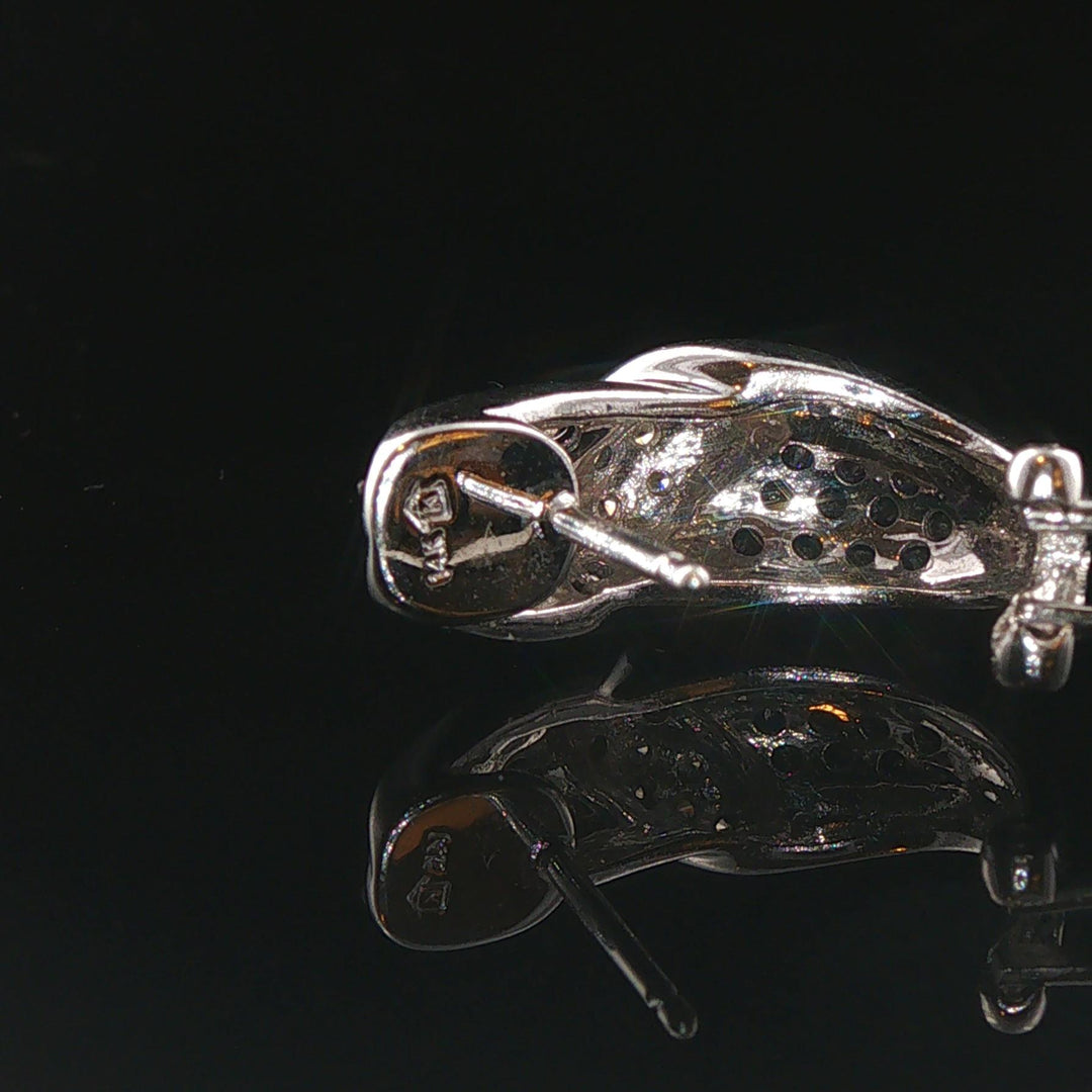 14k White Gold 0.50cttw Black and White Diamond Huggie Earrings