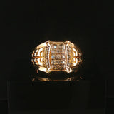 14k Yellow Gold and Diamond 7g Men's Fancy Ring Size 10.25