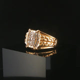 14k Yellow Gold and Diamond 7g Men's Fancy Ring Size 10.25