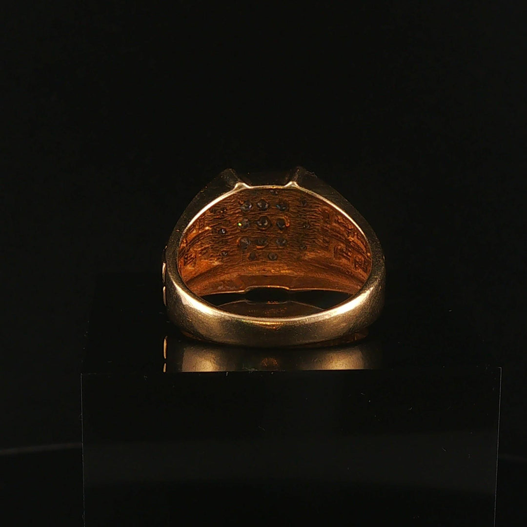 14k Yellow Gold and Diamond 7g Men's Fancy Ring Size 10.25