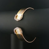 18k Tri Tone Gold and Diamond 32.2g Solid Heavy Flex Cuff Bracelet Italy 7"