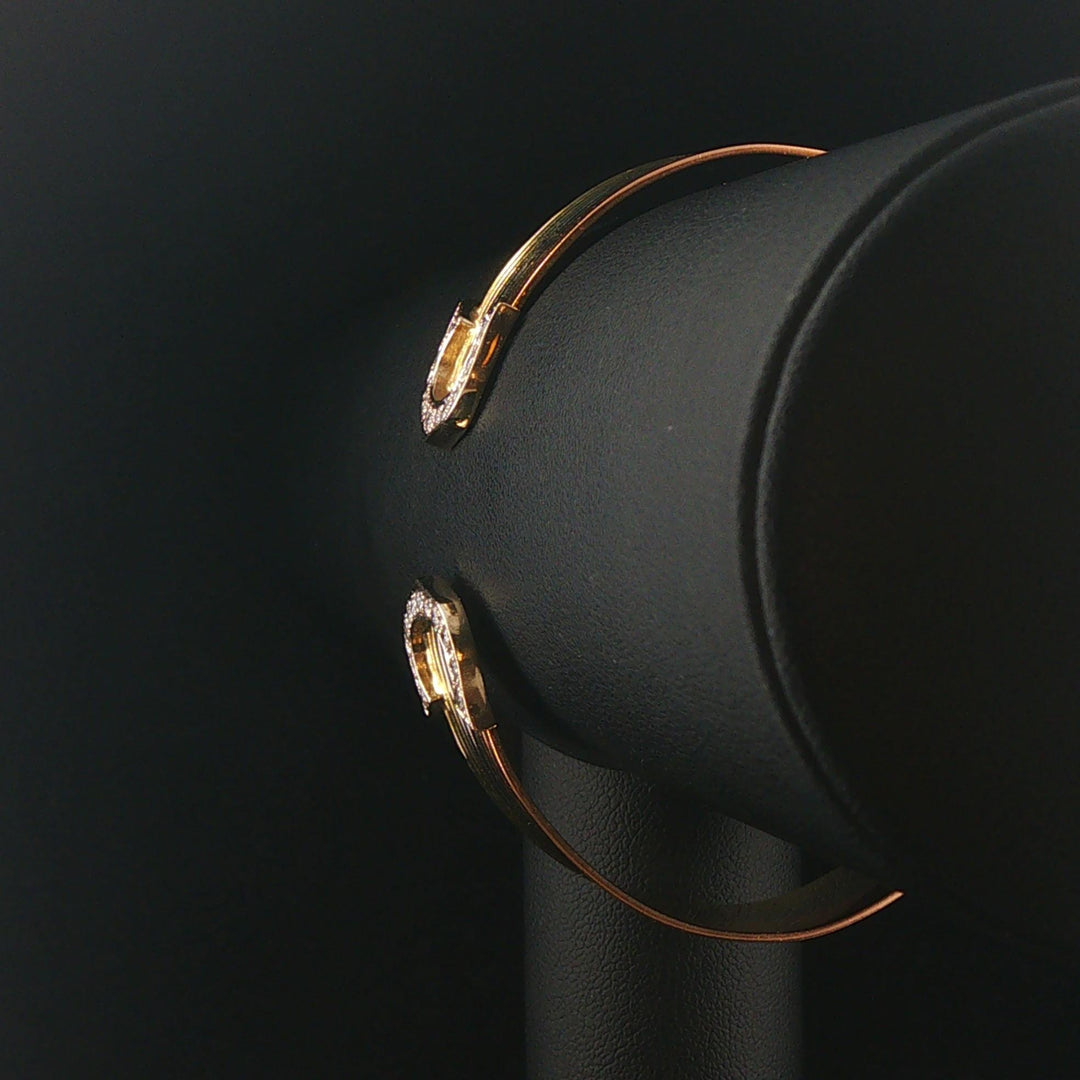 18k Tri Tone Gold and Diamond 32.2g Solid Heavy Flex Cuff Bracelet Italy 7"